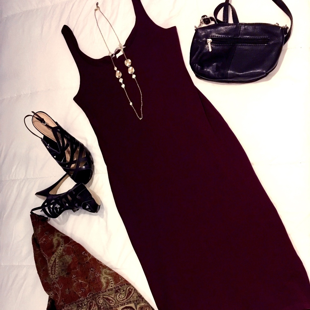 H&M Dark Red Slip on Knit Dress